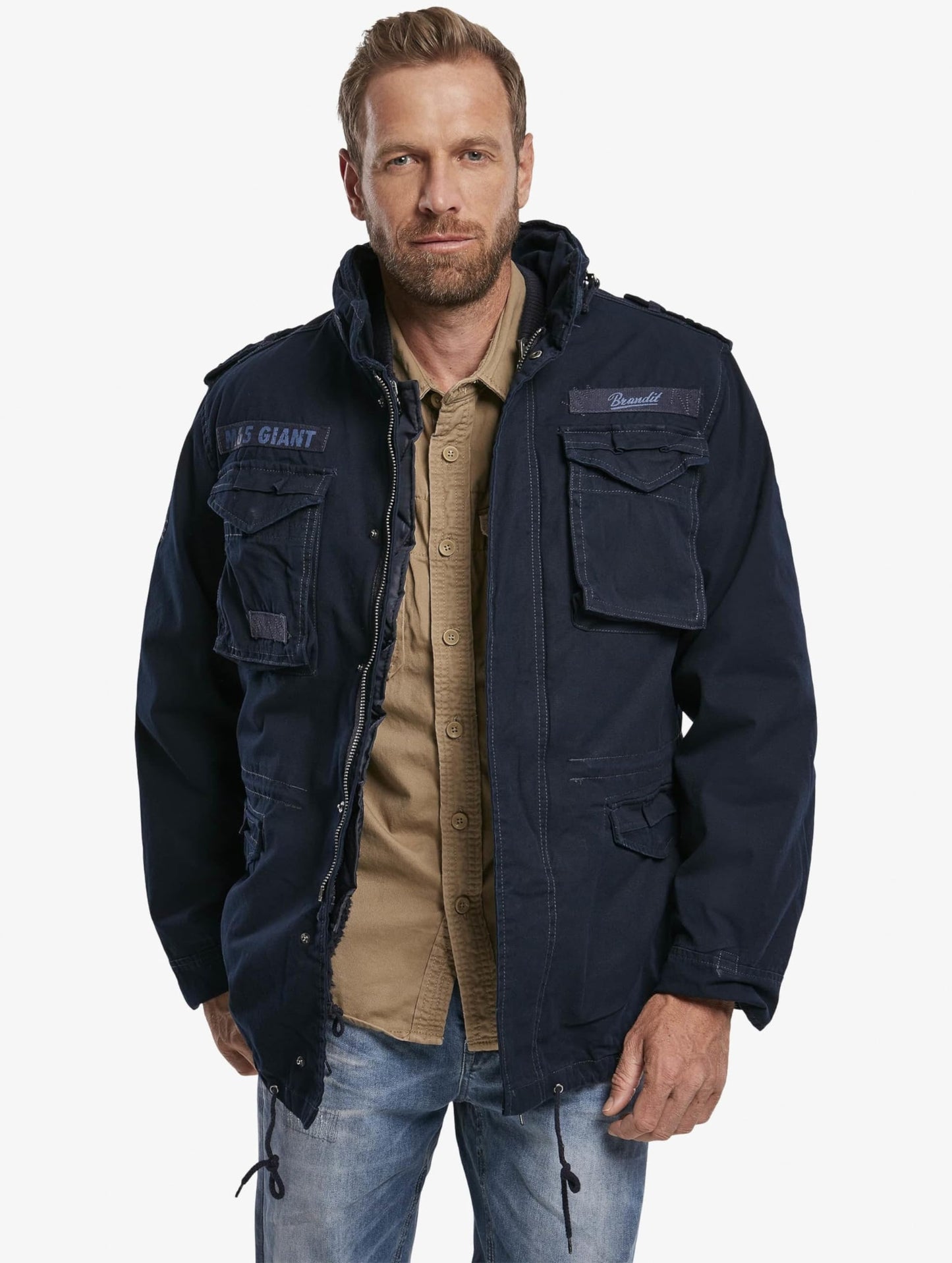 Brandit Men’s M-65 Giant Jacket Navy – Vintage Military Field Coat 7XL