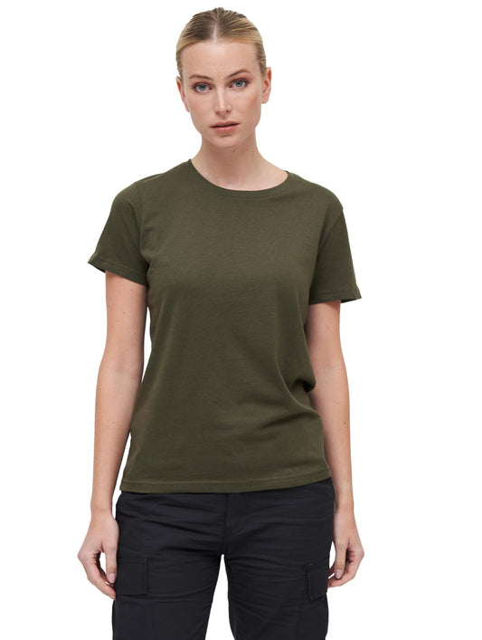 Brandit Ladies Basic T-Shirt Olive S – 100% Cotton Casual Everyday Wear