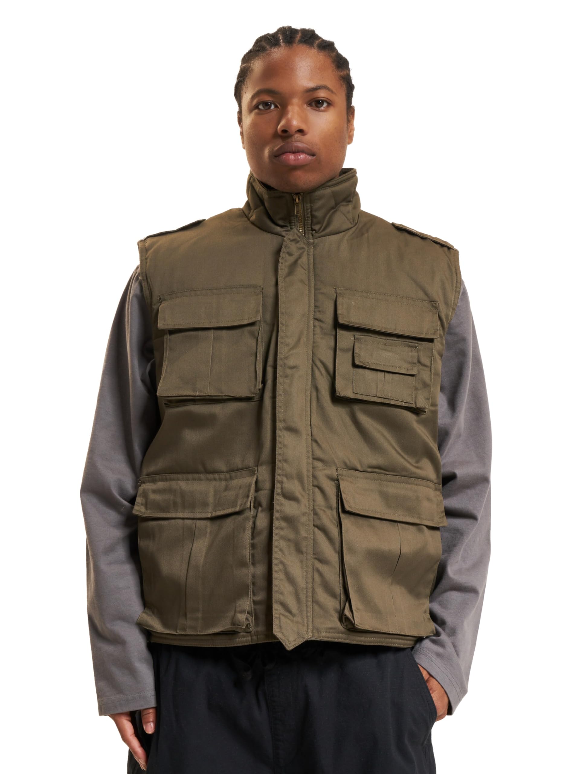Brandit Ranger Vest – Olive Green Outdoor Multi-Pocket Utility Vest, Size 5XL