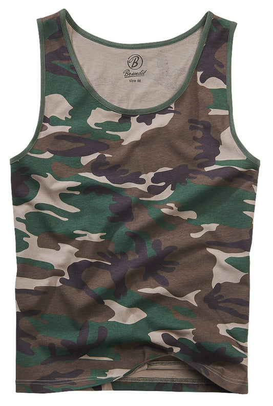Brandit Men’s Woodland Camo Cotton Tank Top 5XL | Casual & Training Wear