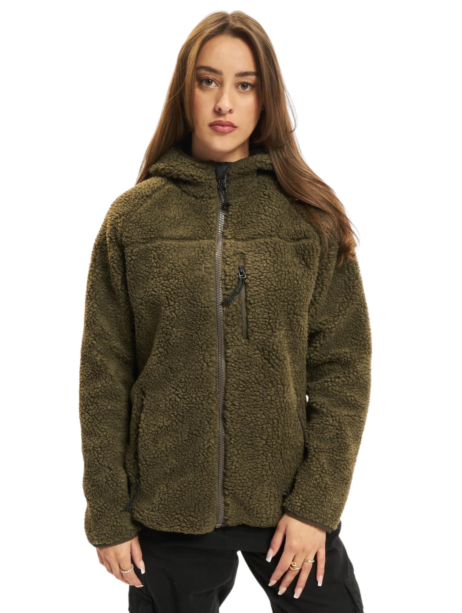 Brandit Women’s Winter Teddyfleece Jacket Olive 5XL – Warm Hooded Coat