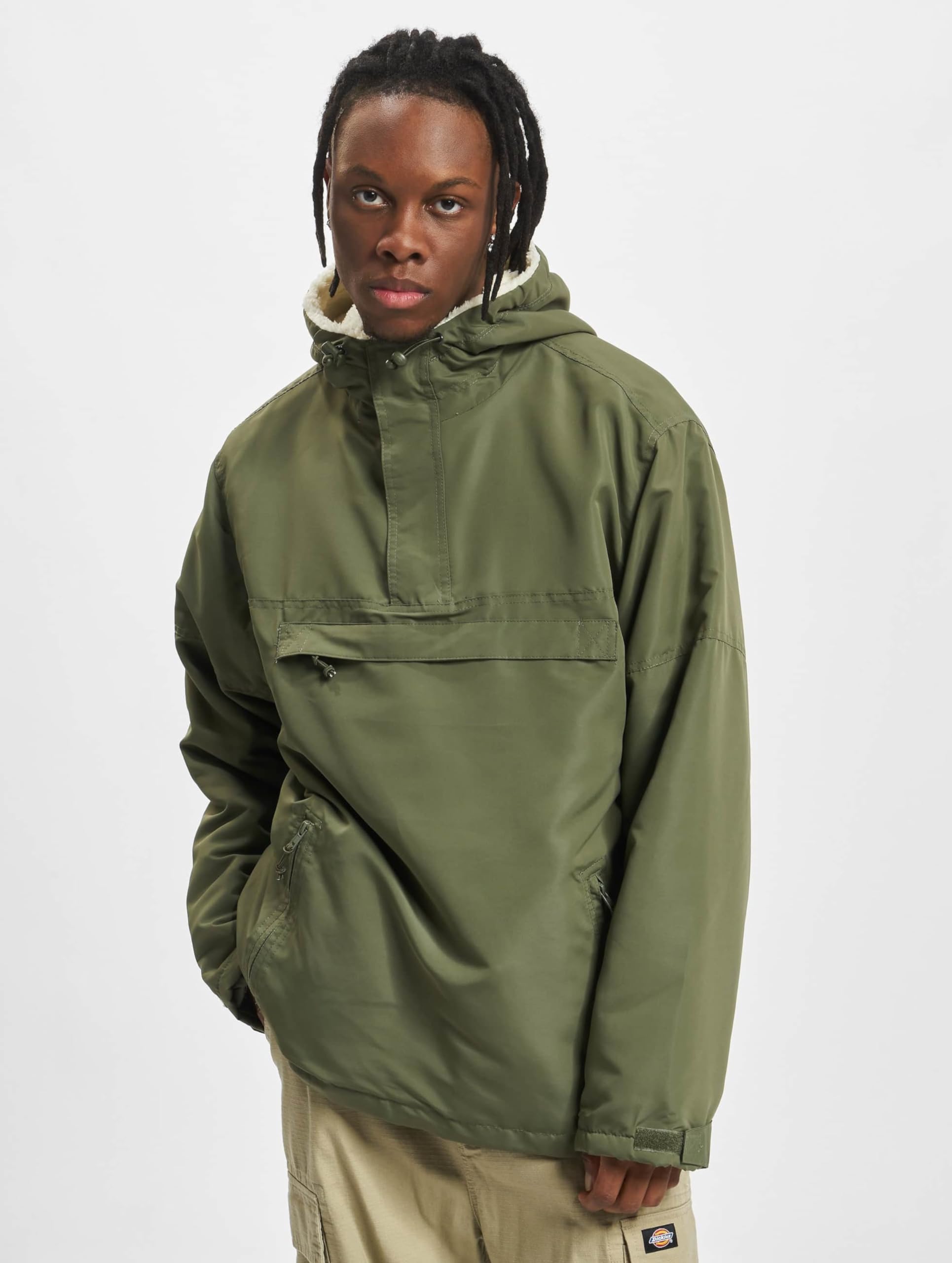 Brandit Men’s Windbreaker Sherpa Olive 4XL – Military Winter Jacket
