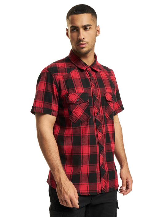 Brandit Men's Half Sleeve Check Shirt Red/Black