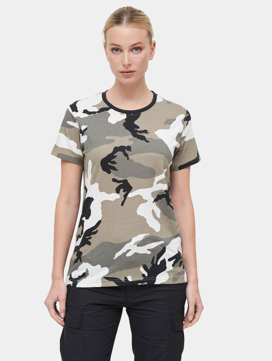 Brandit Ladies T-Shirt Urban Camo – 100% Cotton Women’s Casual Top