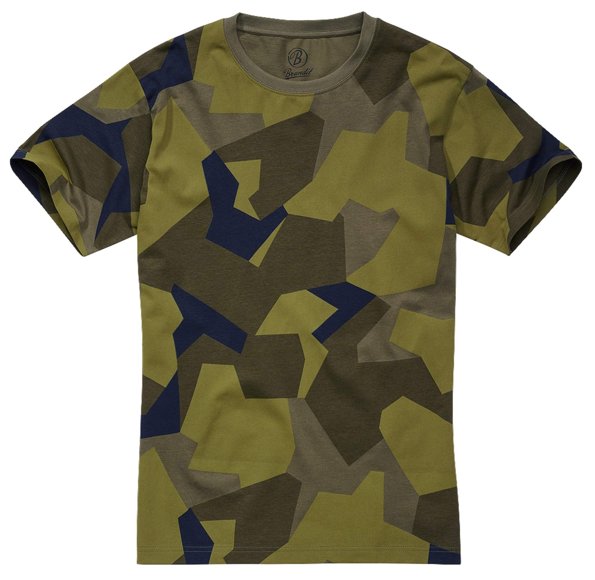 Brandit Men’s T-Shirt – Swedish Camo M90 Cotton Crew Neck Casual Outdoor Top, S