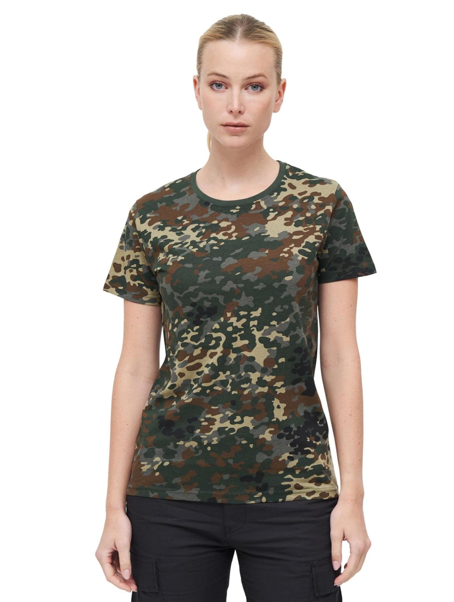 Brandit Ladies T-Shirt Flecktarn Camo – 100% Cotton Women’s Casual Top