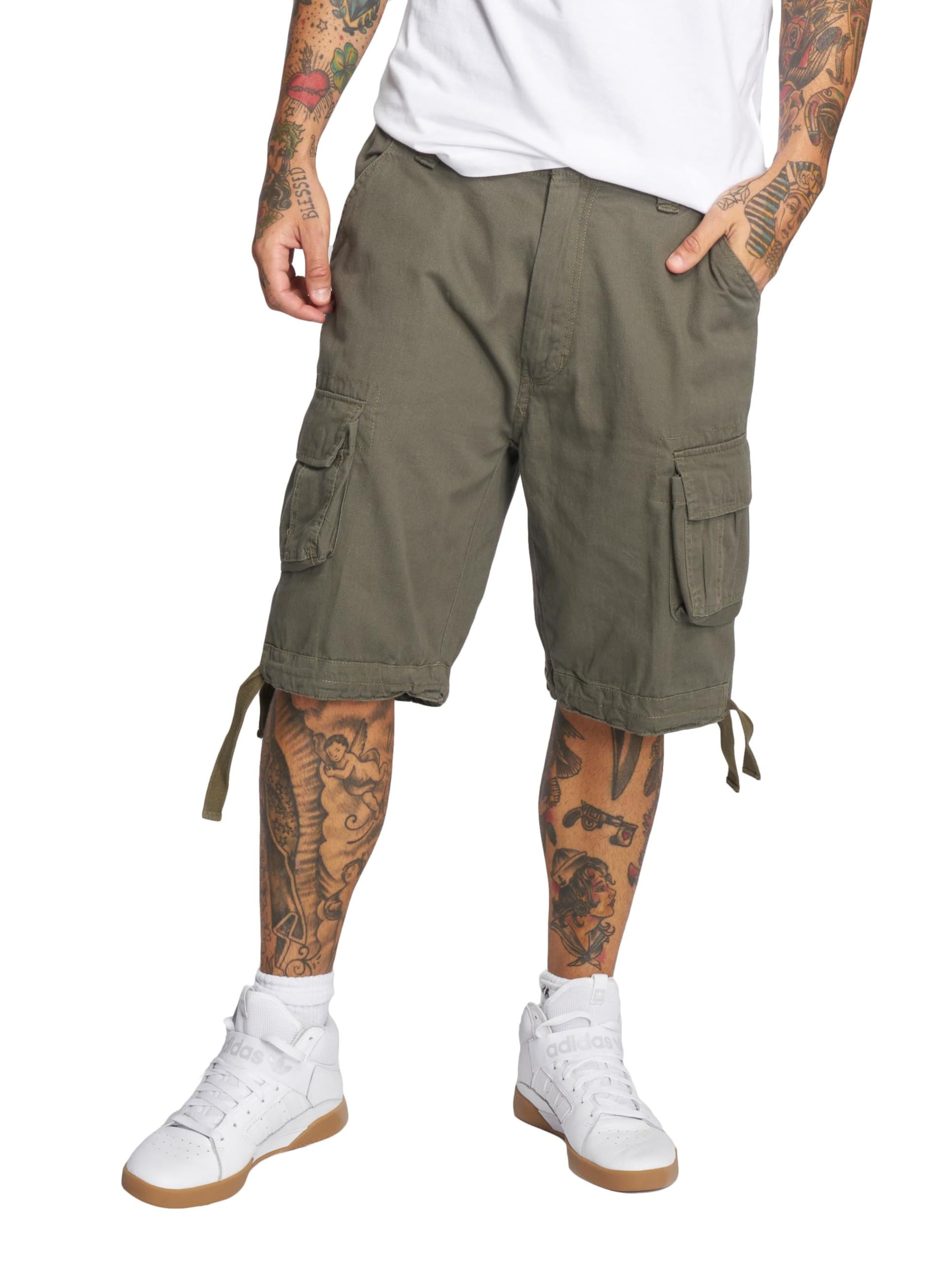 Brandit Men’s Urban Legend Shorts Olive – Vintage Military Cargo Shorts XL