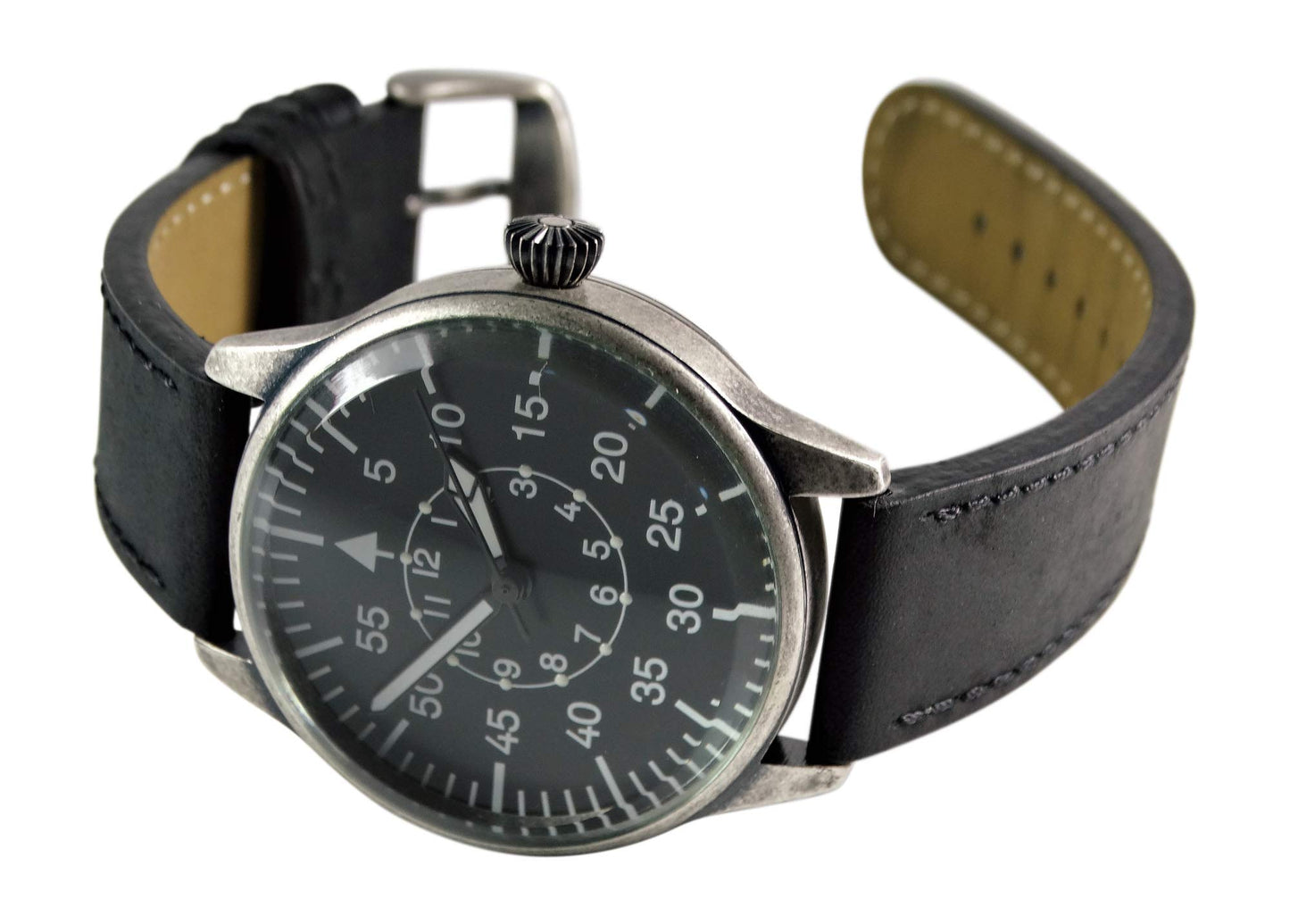 Mil-Tec Vintage Aviator Watch – Black Dial Quartz WWII Pilot Wristwatch