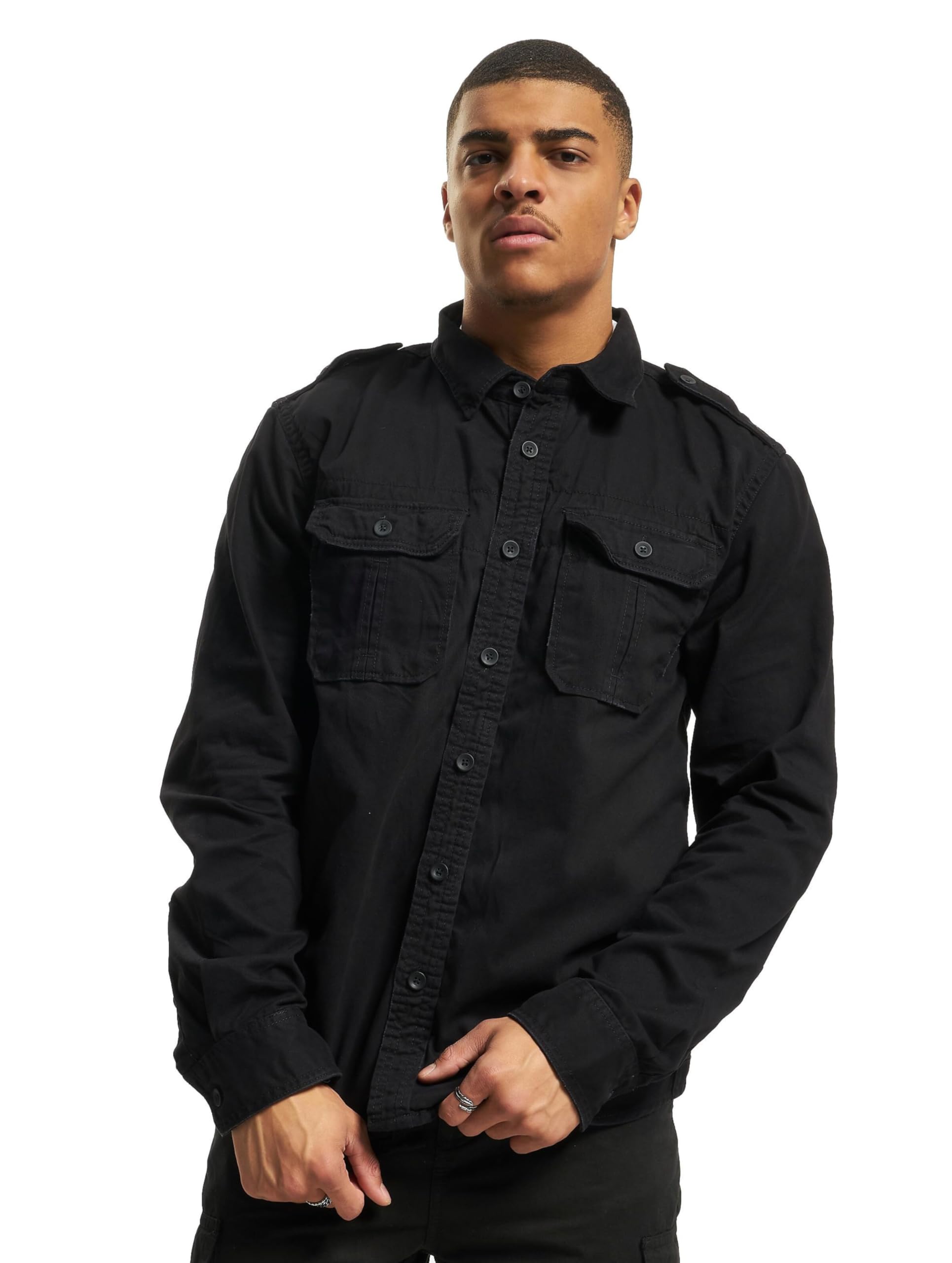 Brandit Vintage Shirt Black 6XL – Long Sleeve Men’s Military Plus Size Shirt
