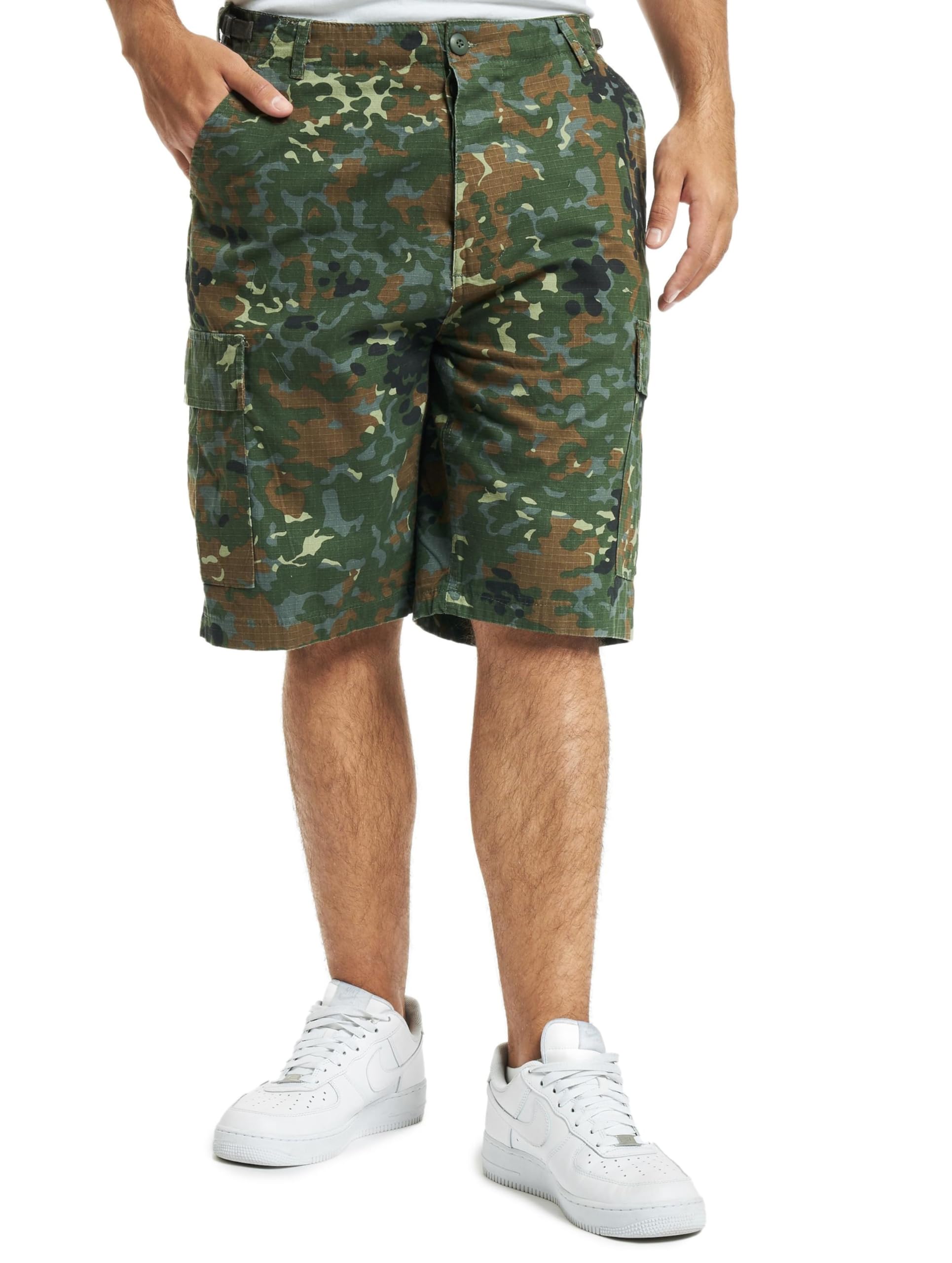 Brandit Men’s BDU Shorts Woodland – Vintage Military Cargo Shorts