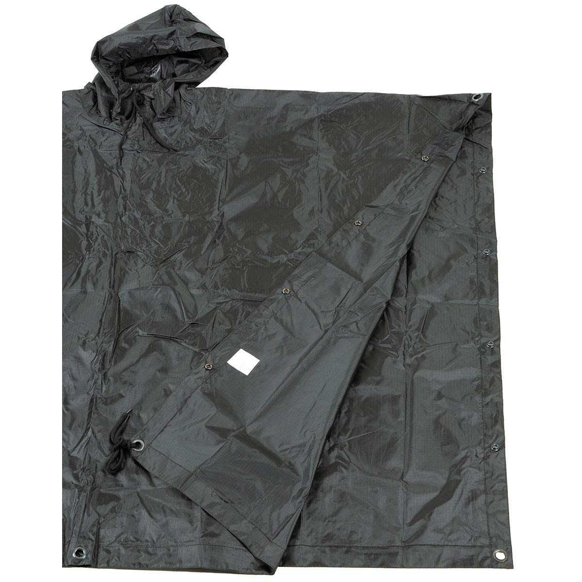 MFH US Poncho Ripstop – Black Waterproof Military Rain Cover