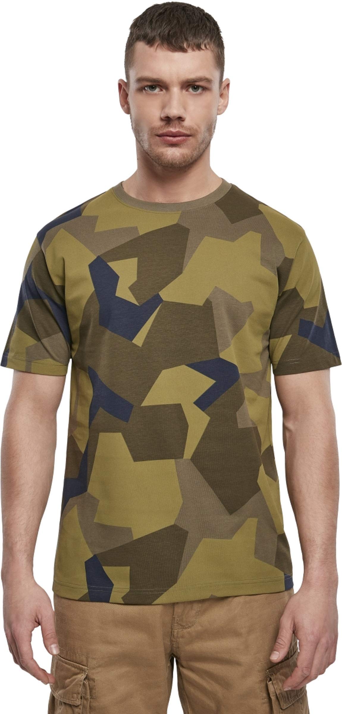Brandit Men’s T-Shirt – Swedish Camo M90 Cotton Crew Neck Casual Outdoor Top, 4XL