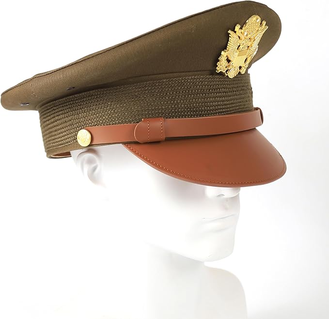 US Army Official Visor Hat With Insignia Reproduction 100% Wool Brown