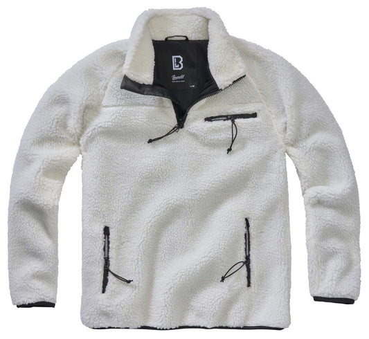 Brandit Men’s Teddyfleece Troyer White XL | Warm Pullover Outdoor Sweater