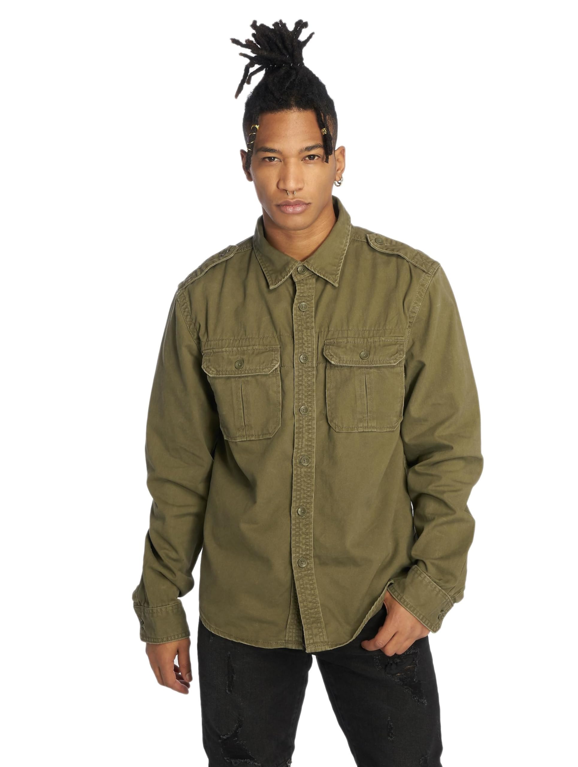 Brandit Vintage Shirt Olive 6XL – Plus Size Men’s Military Long Sleeve Shirt