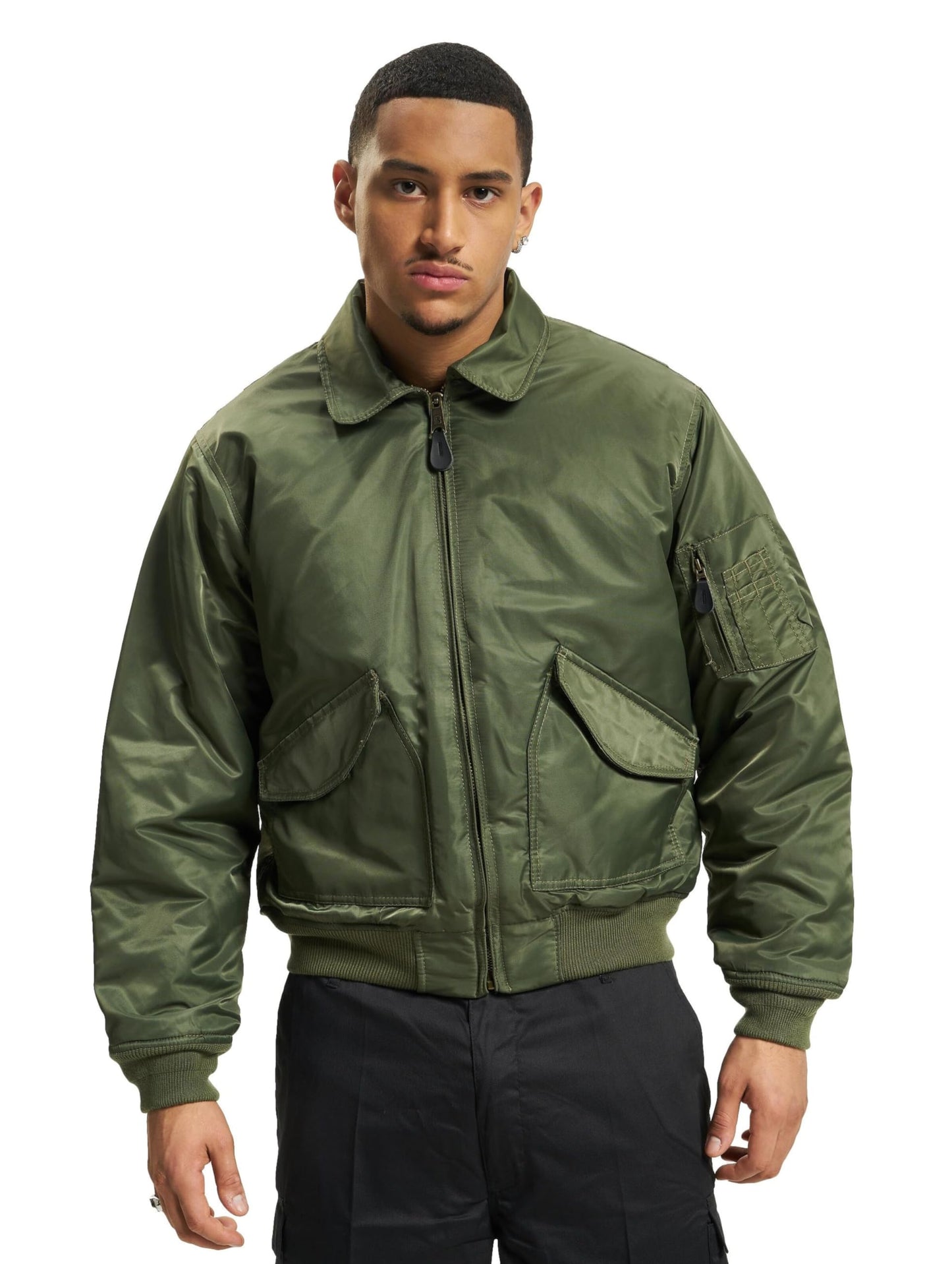 Brandit Men’s CWU Bomber Jacket Black – Classic Aviator Flight Jacket