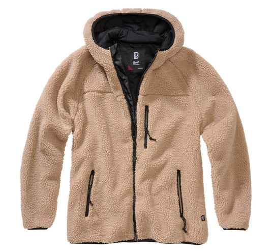 Brandit Women Winter Jacket Teddyfleecejacket Hood, Color:Camel, Size:4XL