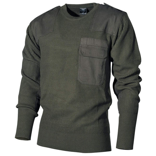 MFH Classic Jumper – Olive German Army Sweater with Pocket 60