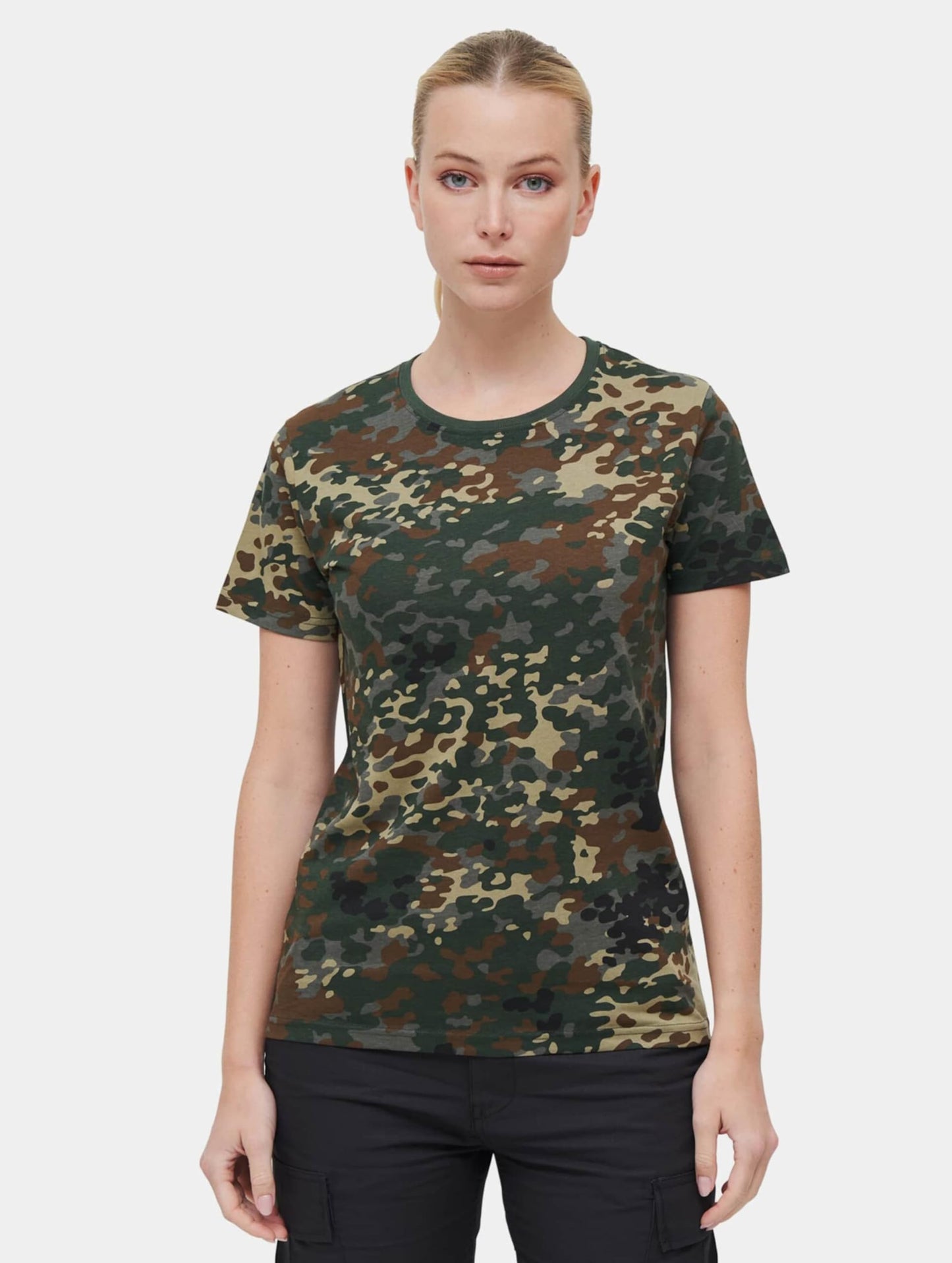 Brandit Ladies T-Shirt Flecktarn Camo – 100% Cotton Women’s Casual Top
