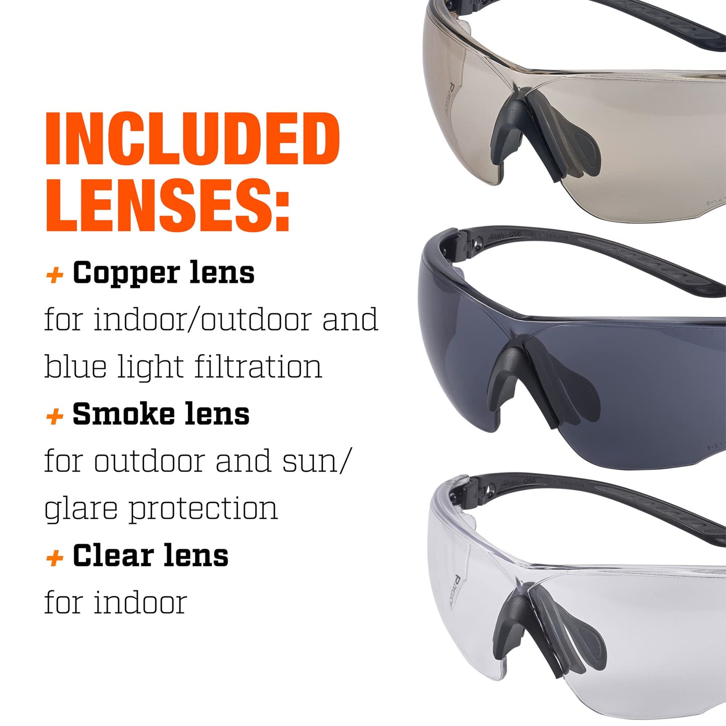 Bollé Safety Bolle Combat Ballistic Spectacles - Clear, Smoke, ESP Lens Black Frame, Green, One Size (COMBKITN)