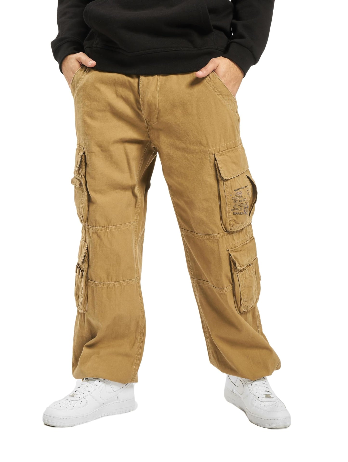 Brandit Authentic Cargo Pants for Men - Extra Long Drawstring, Rear and Cargo Pockets, and Belt and Hanging Loops
