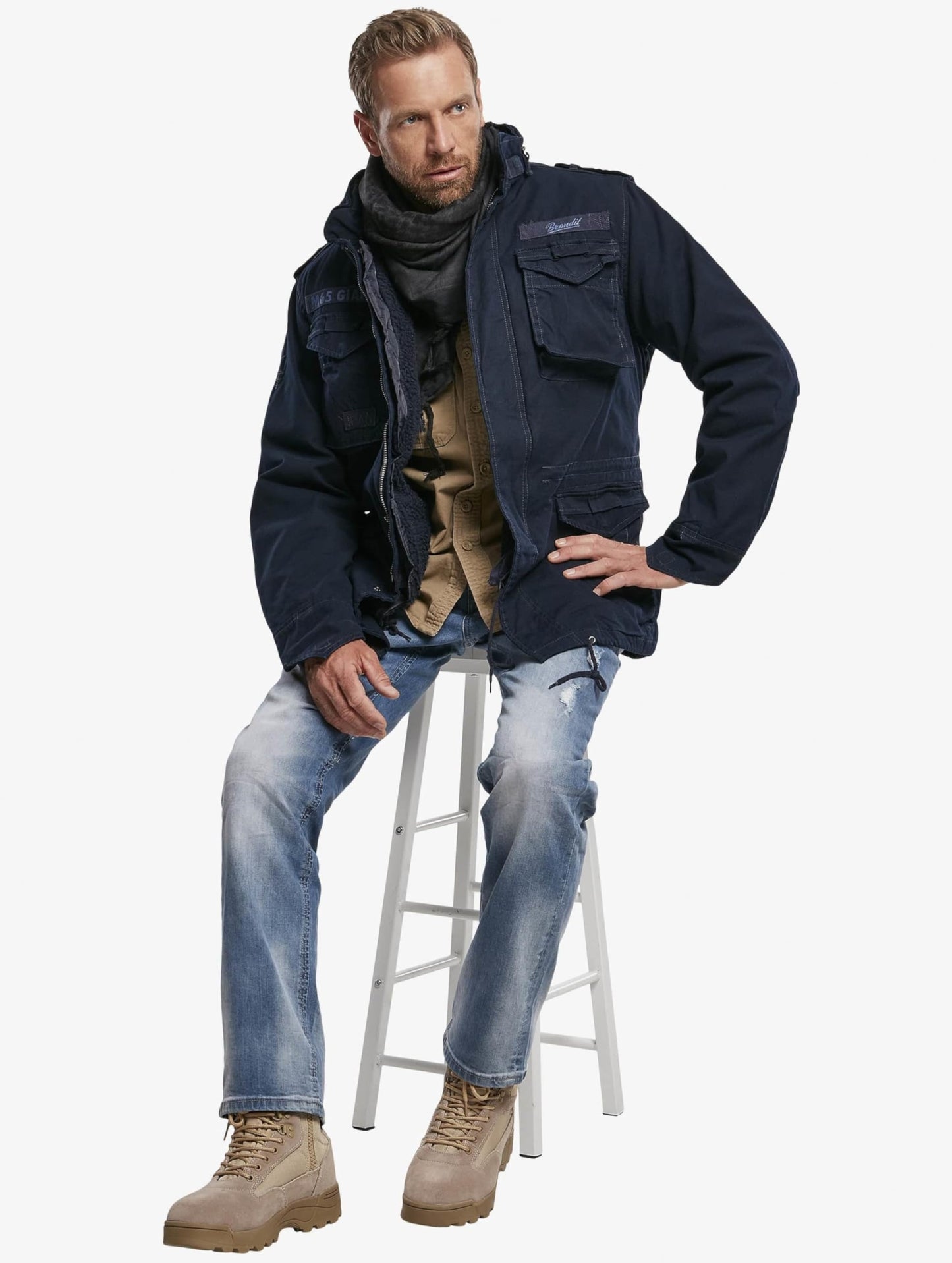 Brandit Men’s M-65 Giant Jacket Navy – Vintage Military Field Coat 6XL