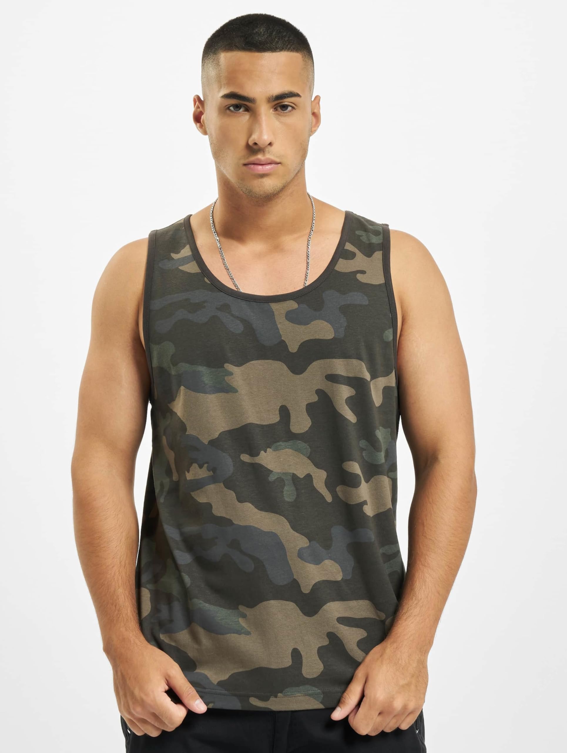 Brandit Men’s Tank Top Dark Camo 7XL – 100% Cotton Sleeveless Casual Wear