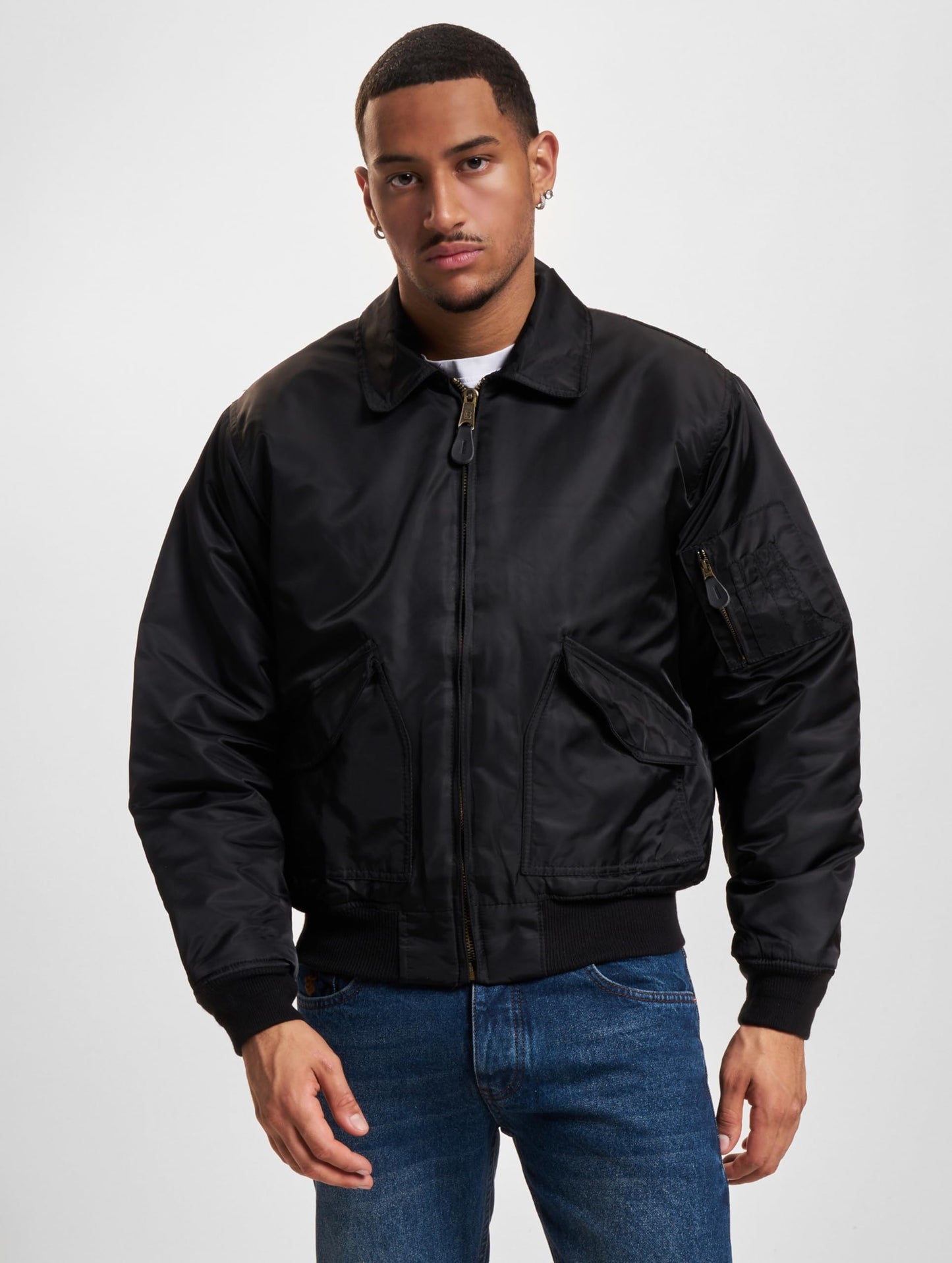 Brandit Men’s CWU Bomber Jacket Black – Classic Aviator Flight Jacket