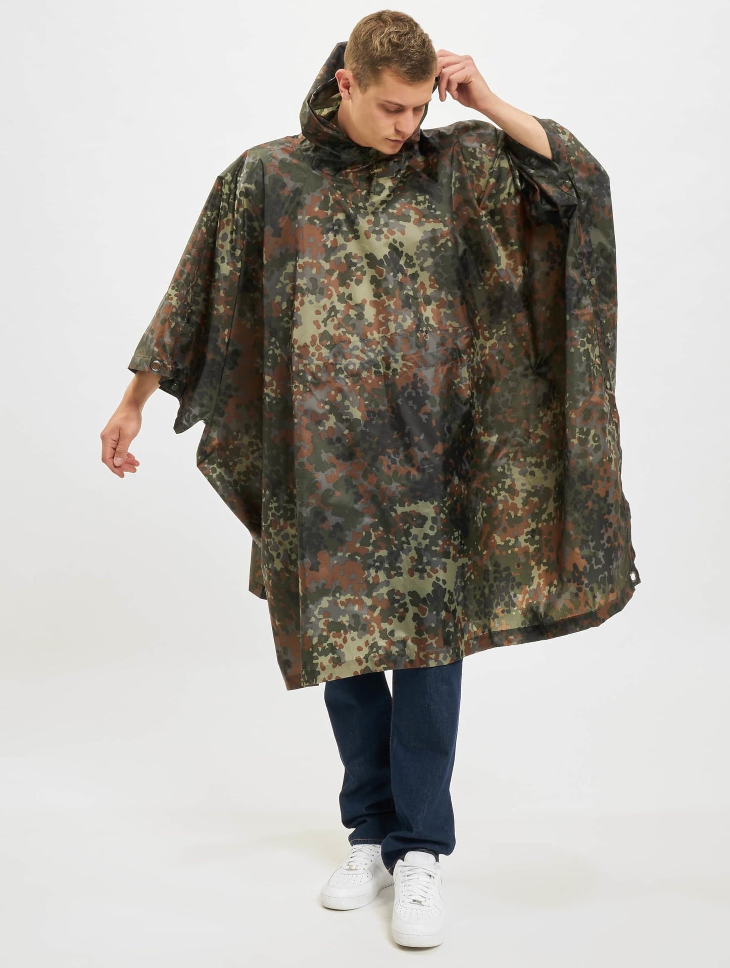 Brandit Unisex Ripstop Rain Poncho Flecktarn Camo – Waterproof Outdoor Gear