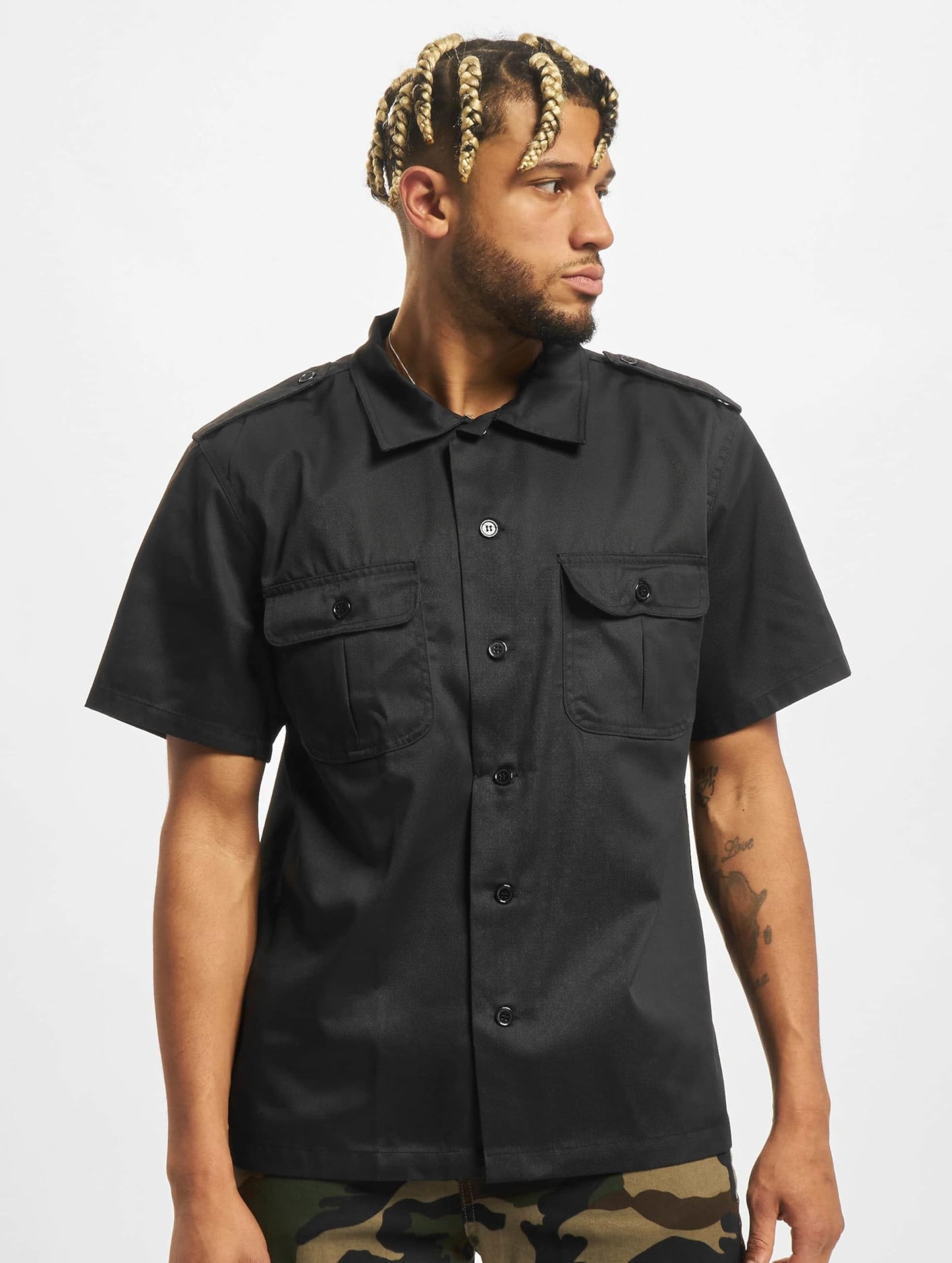 Brandit Men's Shirt 1/2 Black Size 6XL