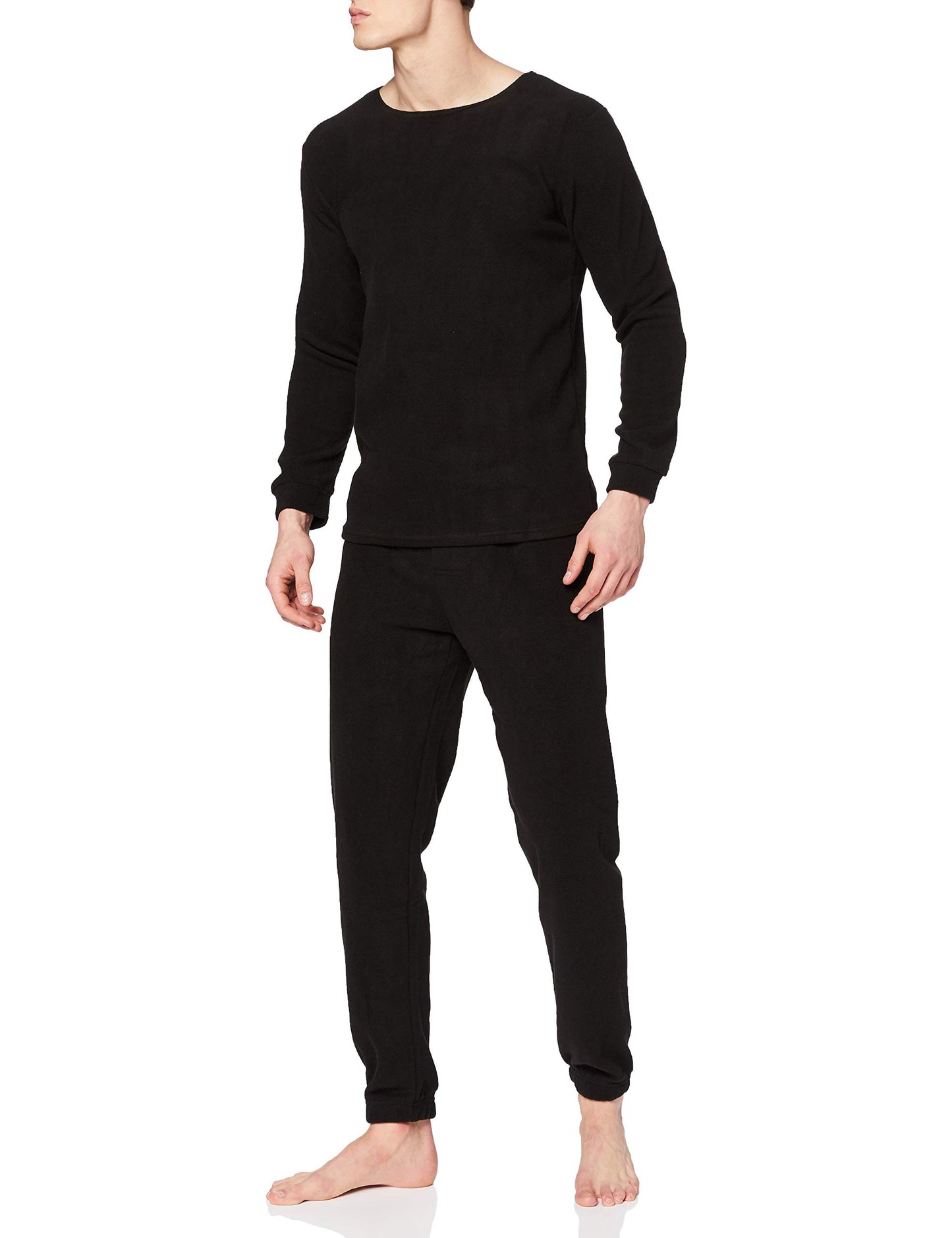 Mil-Tec Round Neck Fleece Thermal Underwear Set Black Men’s L