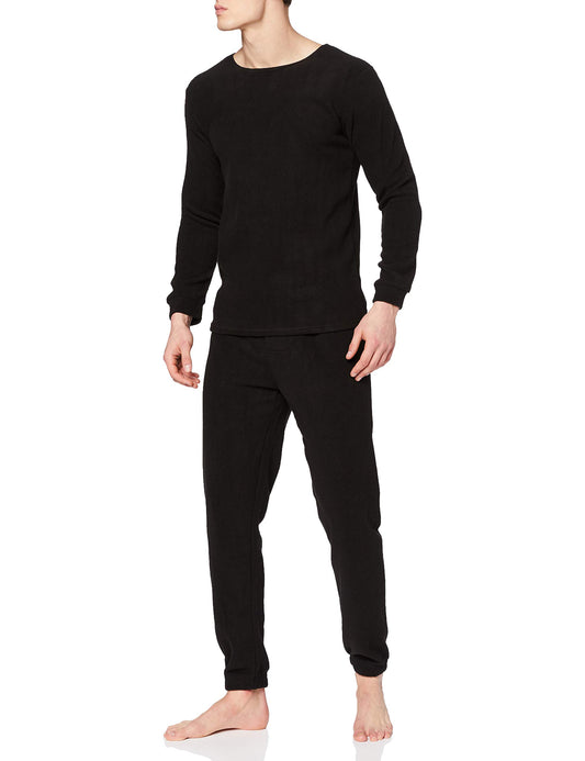 Mil-Tec Round Neck Fleece Thermal Underwear Set Black Men’s L