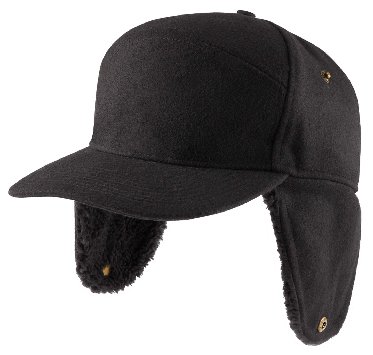 Brandit Lumberjack Winter Cap – Black Cold Weather Hat with Earflaps