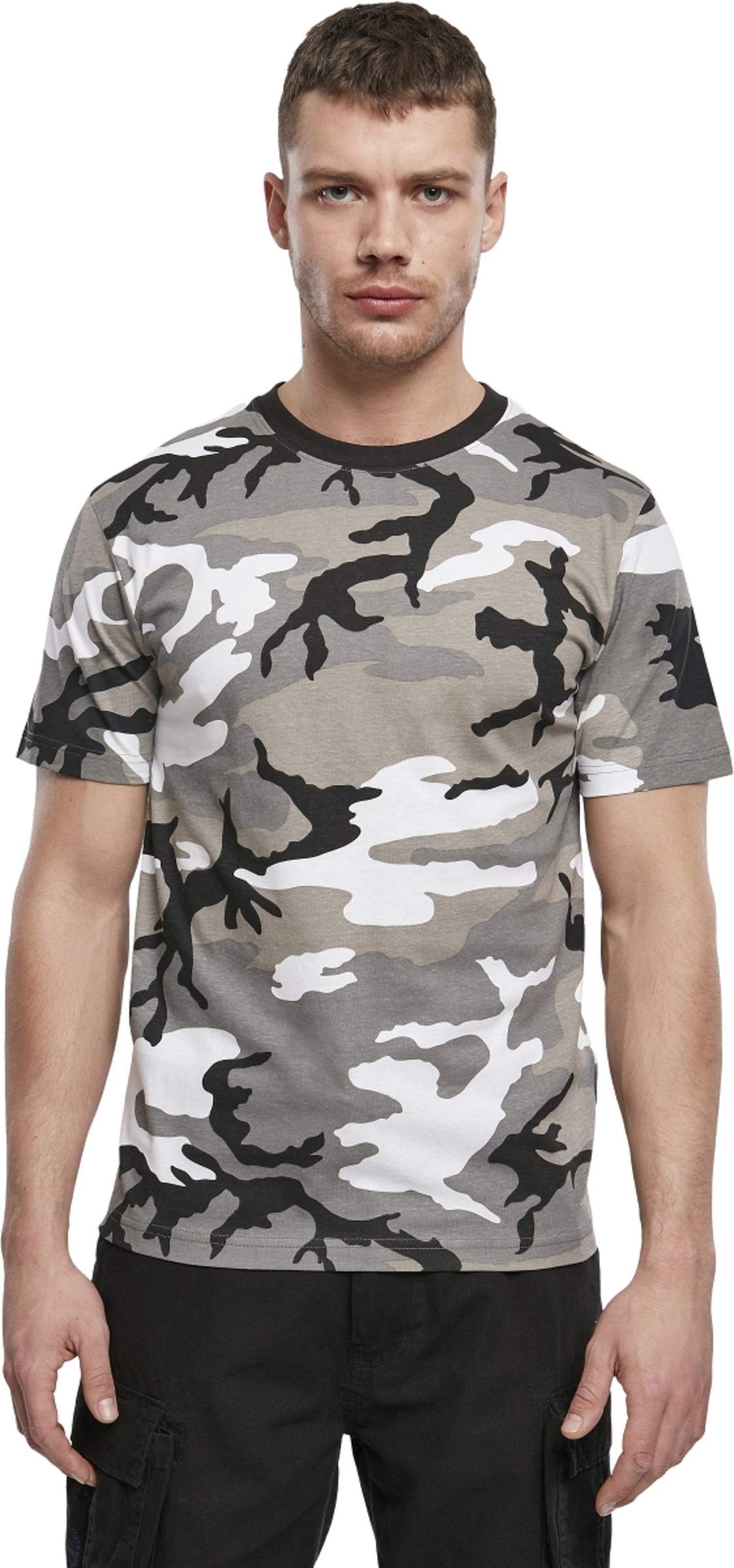 Brandit Men’s T-Shirt – Urban Camo Cotton Crew Neck Casual Outdoor Top, XXL
