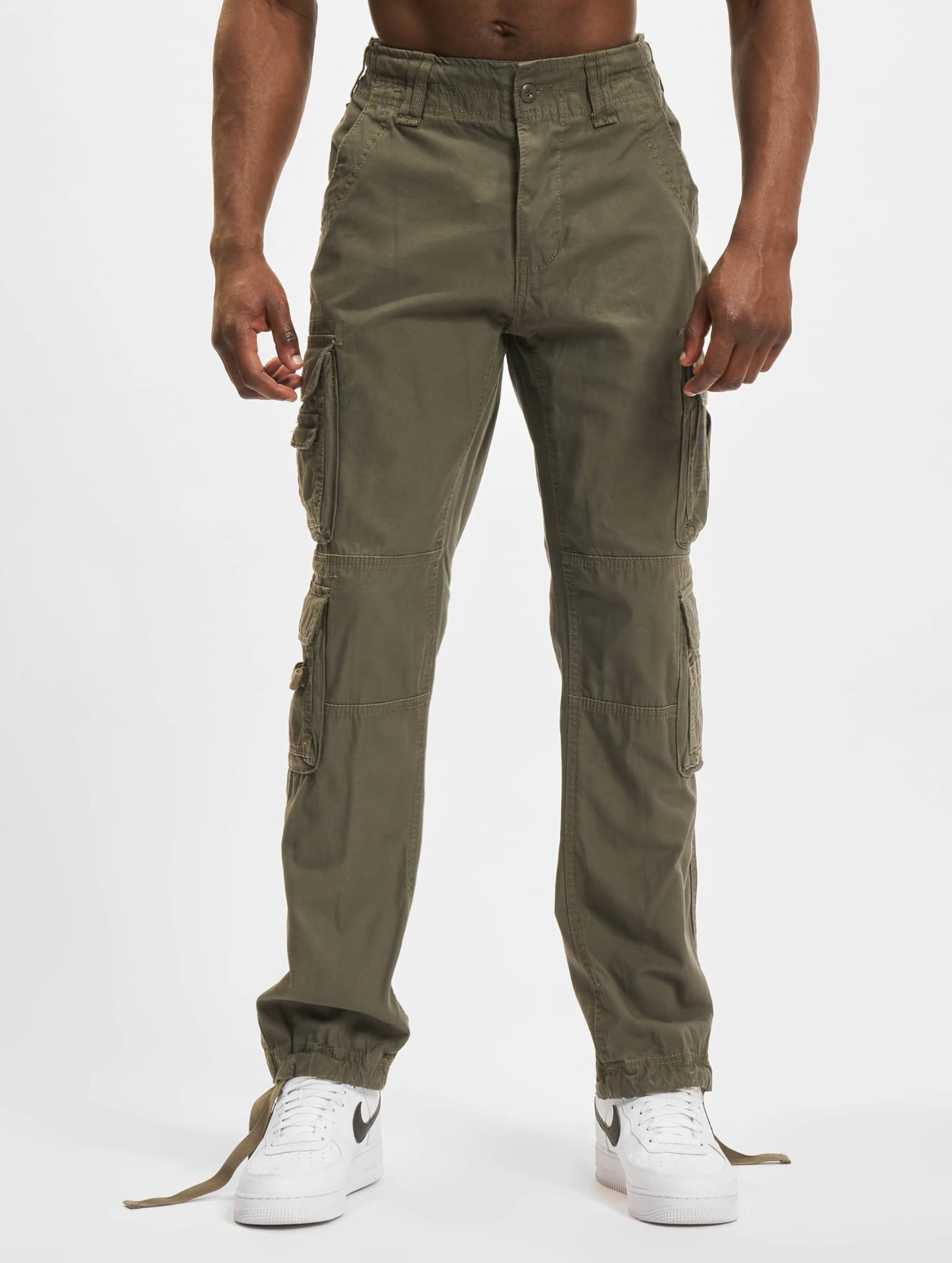 Brandit Slim-Fit Cargo Pants Olive XL – Outdoor Army Trousers