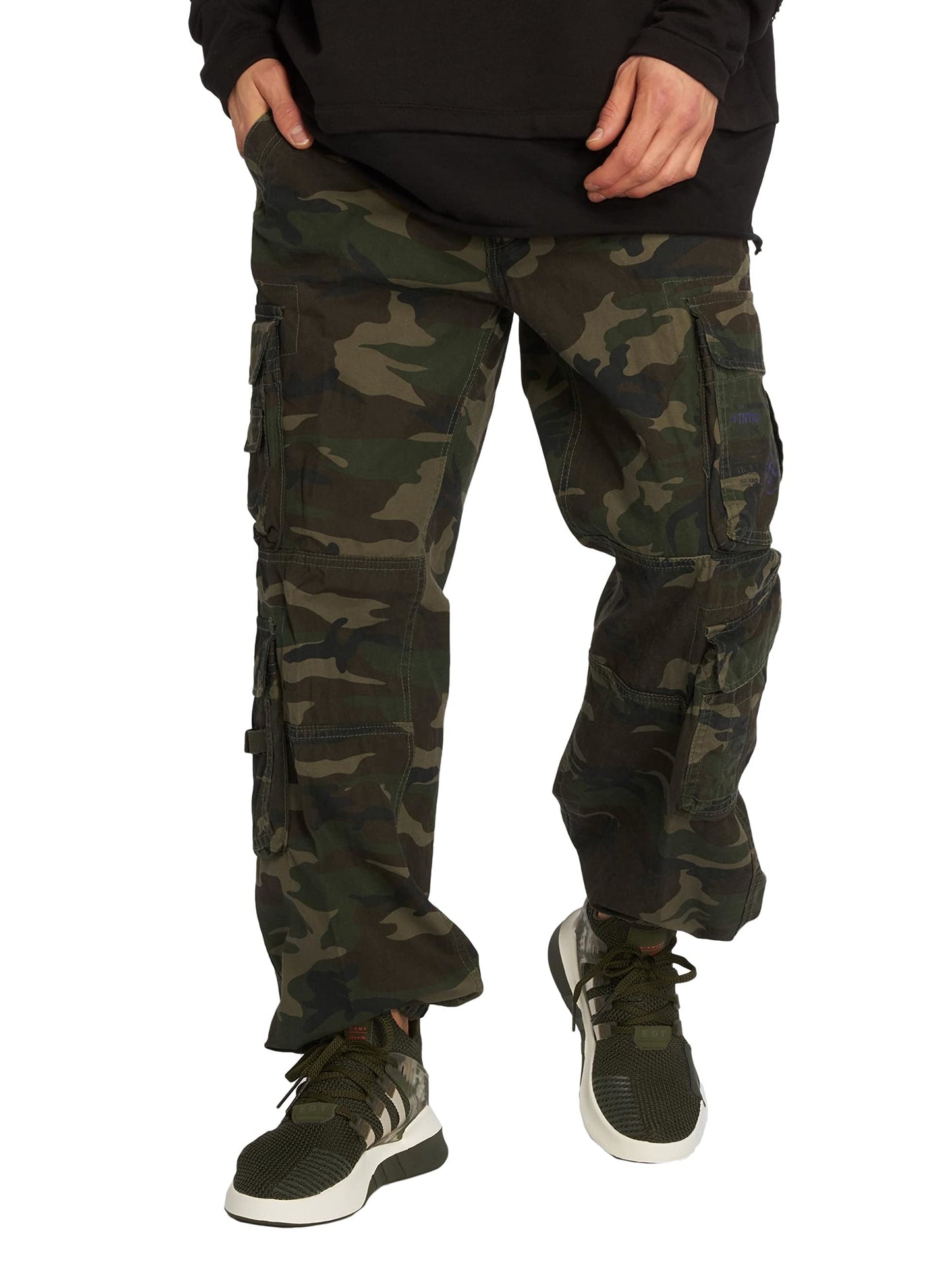 Brandit Authentic Cargo Pants for Men - Extra Long Drawstring, Rear and Cargo Pockets, and Belt and Hanging Loops