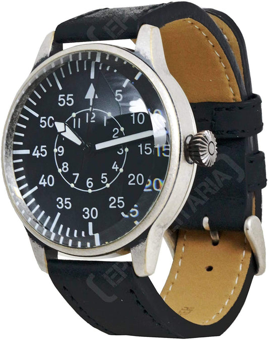Mil-Tec Vintage Aviator Watch – Black Dial Quartz WWII Pilot Wristwatch