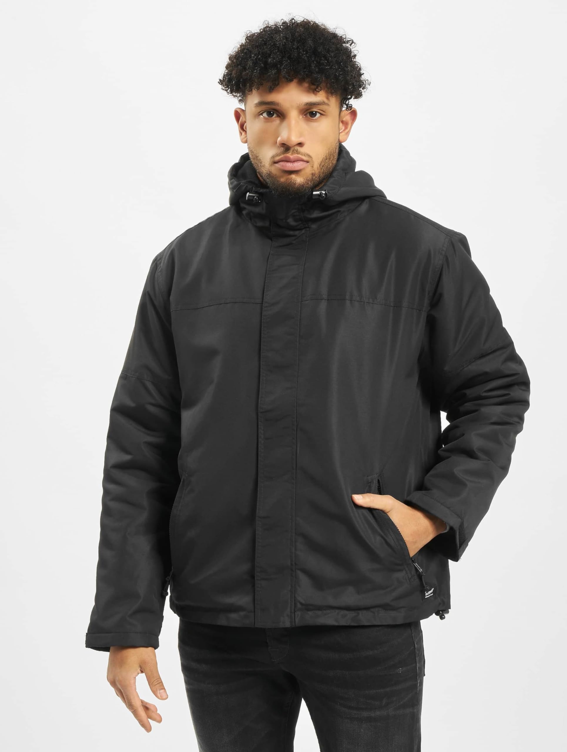Brandit Men’s Windbreaker Front Zip – Waterproof Outdoor Jacket Black size XL