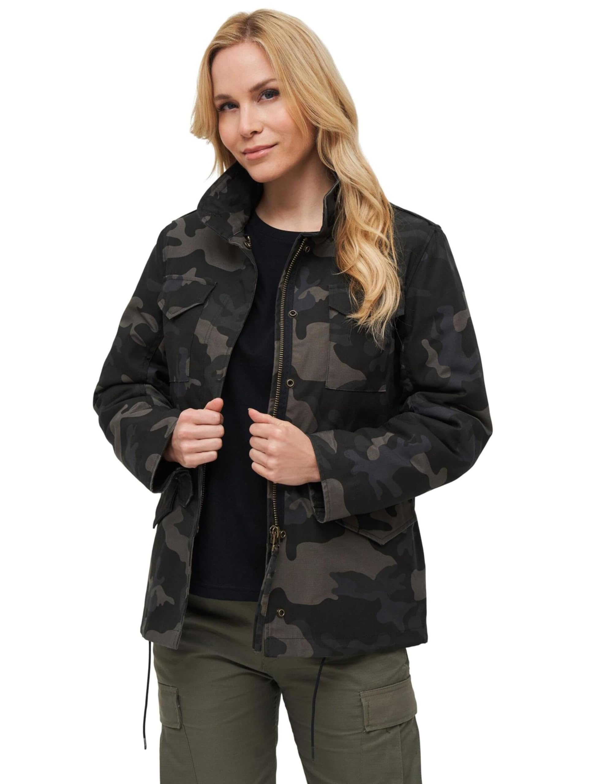 Brandit Women’s M65 Standard Winter Jacket – Dark Camo Military Parka, Size L