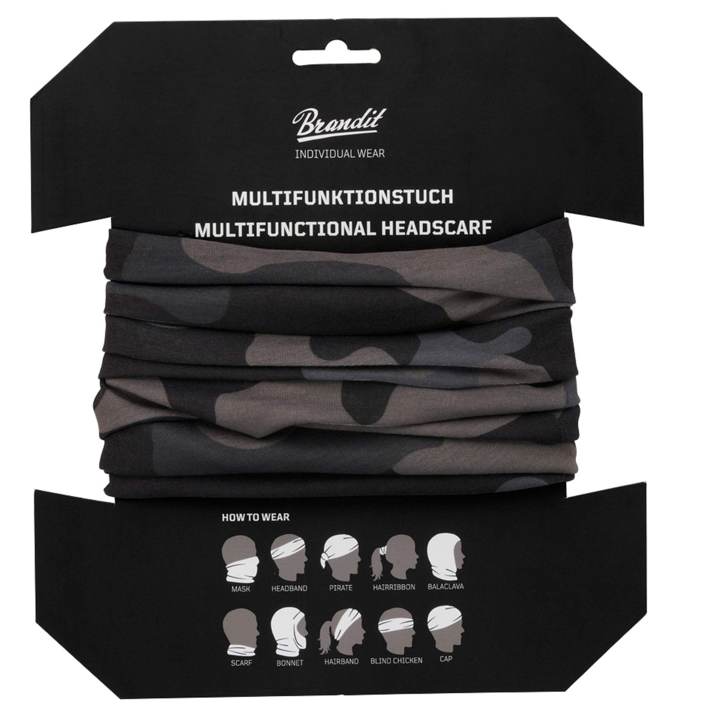 Brandit Multifunctional Neck Gaiter Dark Camo – Lightweight Tactical Scarf