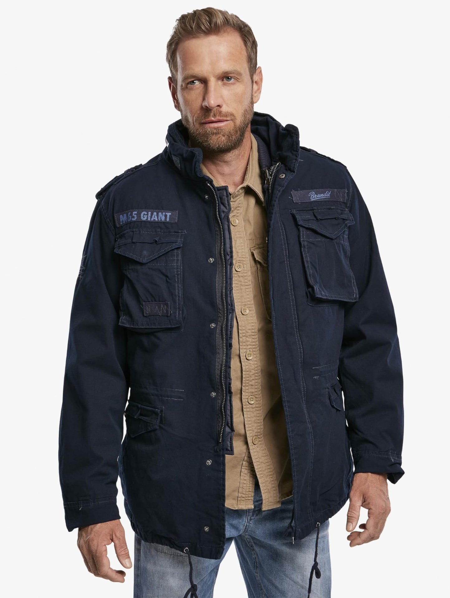Brandit Men’s M-65 Giant Jacket Navy – Vintage Military Field Coat 7XL
