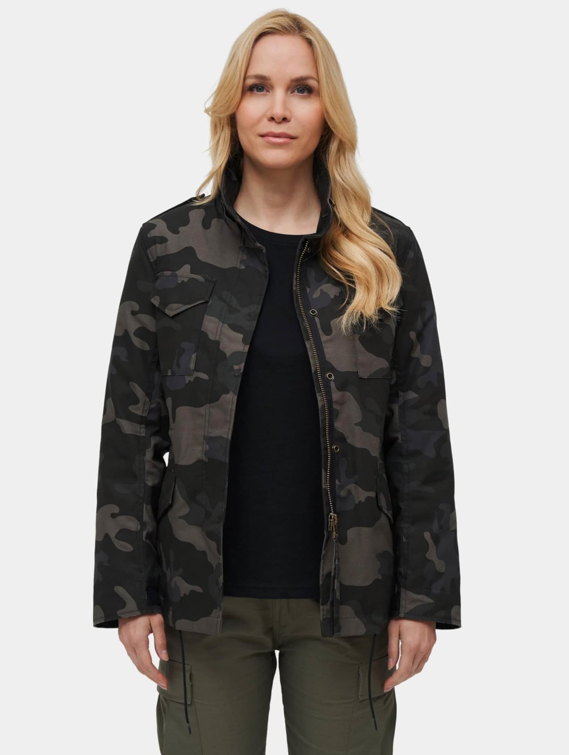 Brandit Women’s M65 Standard Winter Jacket – Dark Camo Military Parka, Size M