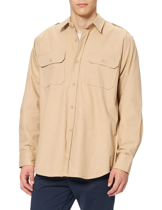 Mil-Tec Long Sleeve Tropical Shirt (Khaki, M)