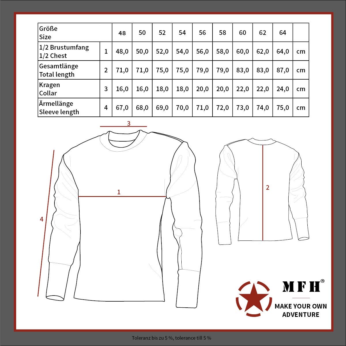 MFH Classic Jumper German Armed Forces with Breast Pocket (Black/58)