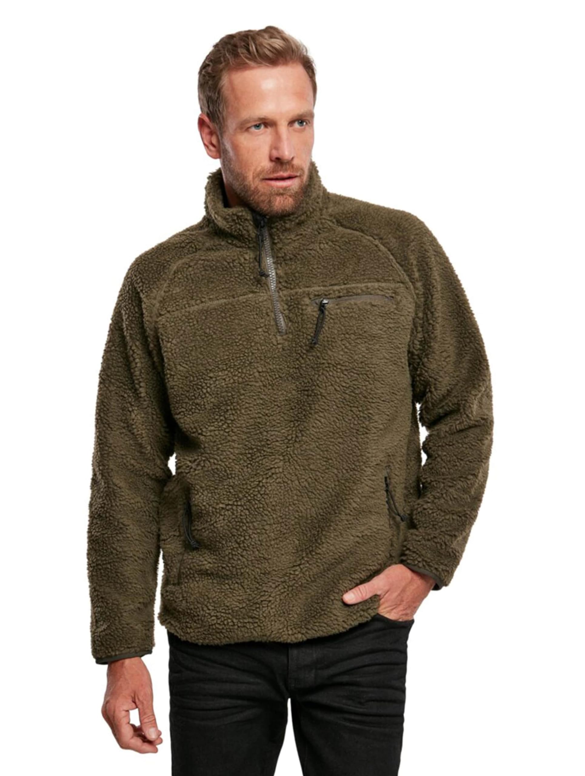 Brandit Men’s Teddyfleece Troyer Olive 3XL – Warm Pullover Fleece Jacket