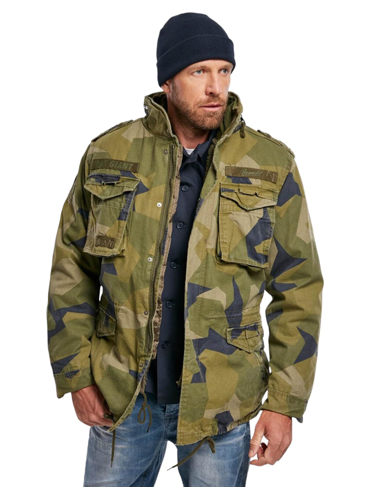 Brandit Men’s M-65 Giant Jacket Swedish Camo – Vintage Military Field Coat S