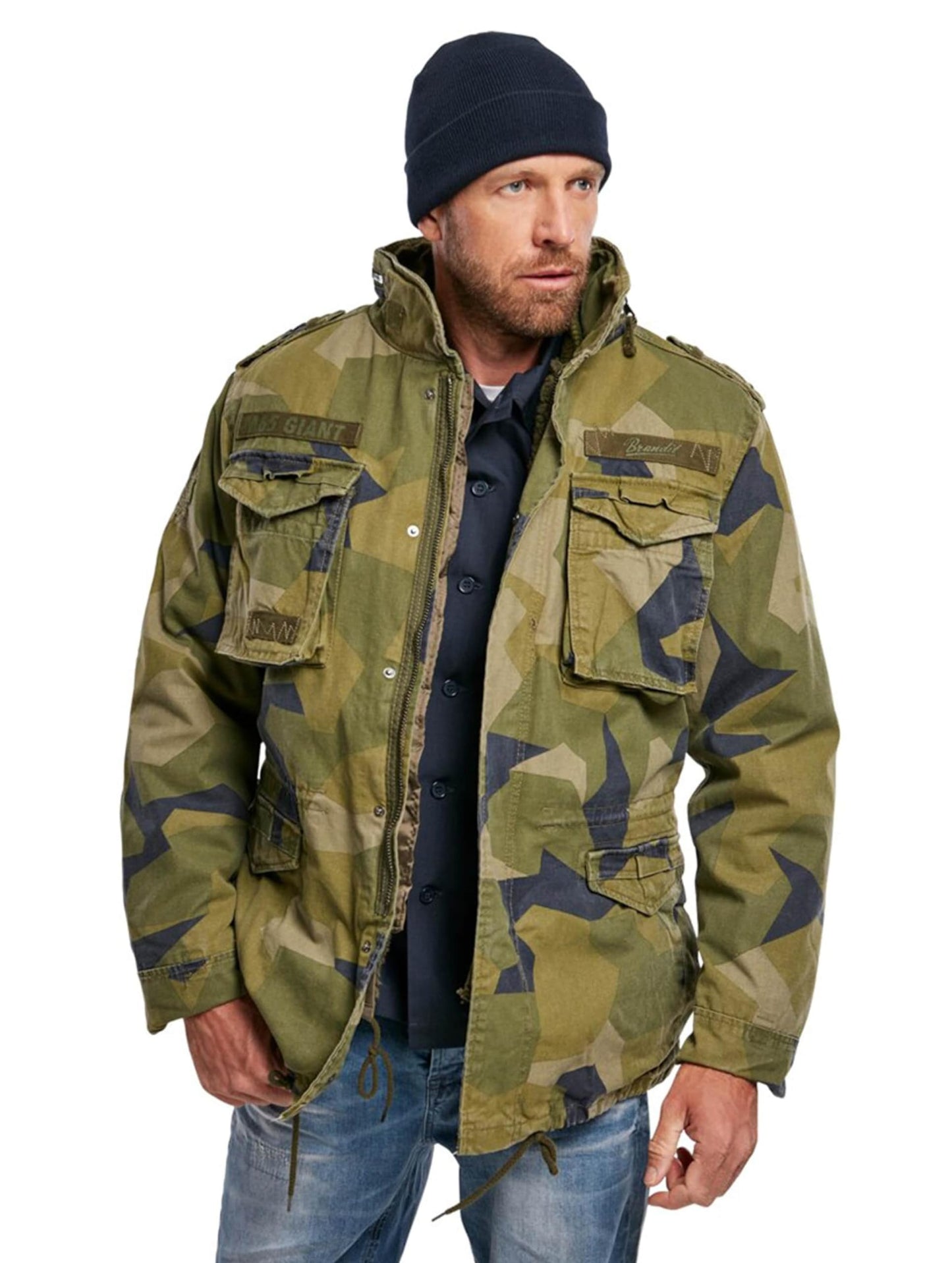 Brandit Men’s M-65 Giant Jacket Swedish Camo – Vintage Military Field Coat 6XL
