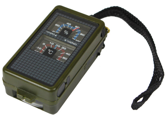 Tactical 10 Function Military Style Compass with Thermometer, Hygrometer and Spirit Level