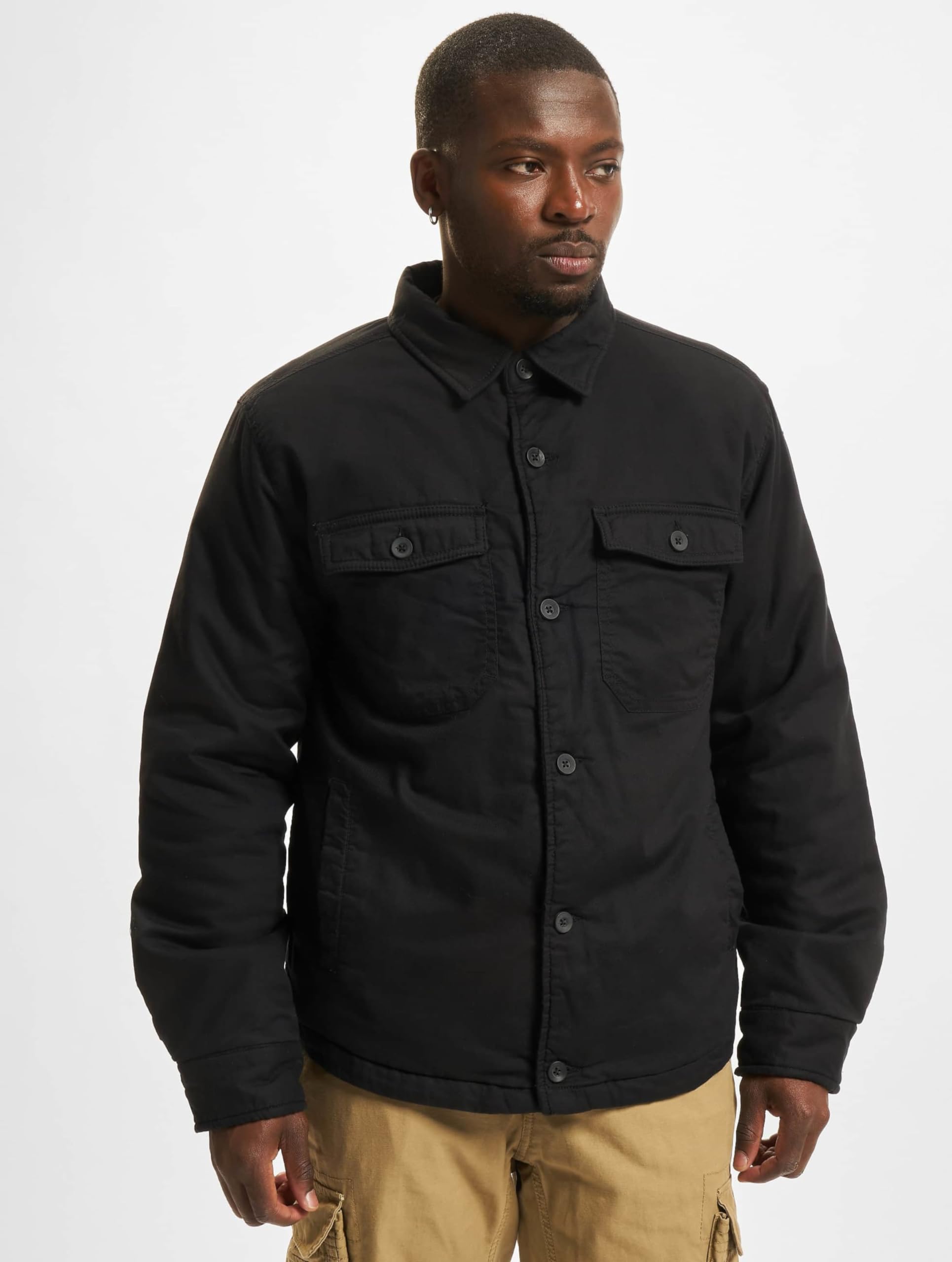Brandit Lumber Jacket Black/Blue – Men’s Checked Flannel Sherpa Jacket