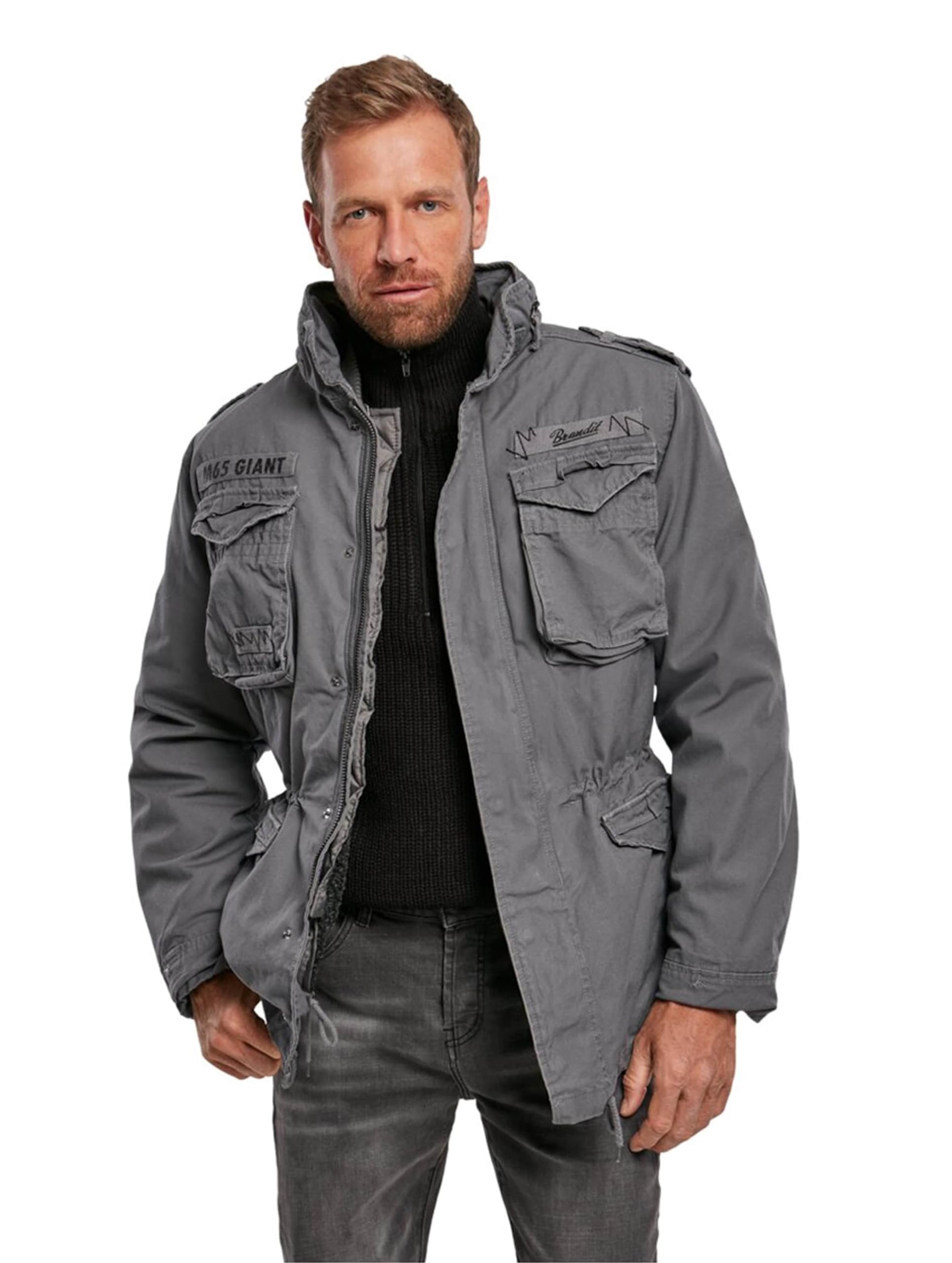 Brandit Men’s M-65 Giant Jacket Charcoal Gray – Vintage Military Field Coat
